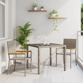 Kert étkező szett 3 pcs Szürke és Barna 90 x 90 x 75 cm