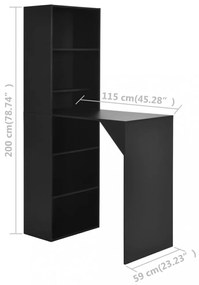 fekete bárasztal szekrénnyel 115 x 59 x 200 cm