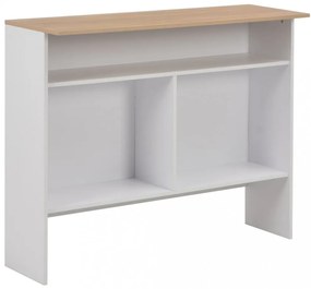 fehér és tölgyszínű bárasztal 2 asztallappal 130 x 40 x 120 cm