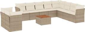 vidaXL 11 részes bézs polyrattan kerti ülőgarnitúra párnákkal