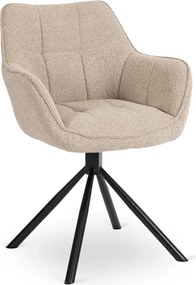Forgó szék bézs színben, bouclé kárpittal, PEONY