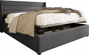 Hidraulikus kárpitozott franciaágy 160x200cm Szürke+Matrac