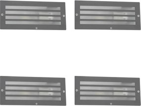 4 darabos modern süllyesztett lámpa szett sötétszürke IP44 - Hurricane