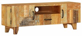 tömör újrahasznosított faragott fa TV-szekrény 120x30x40 cm