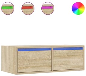 TV szekrény LED világítással sonoma tölgyfa 75x35,5x25 cm
