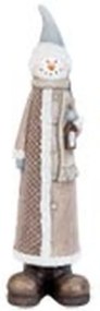 Kerámia dekor figura, álló hóember kabátban