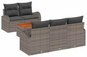 vidaXL Kerti Kanapé Szett párnával 6 pcs Szürke polirattan