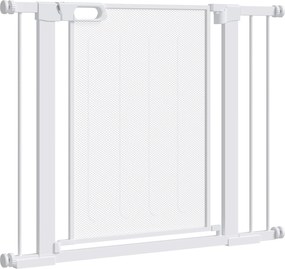 PawHut Kutyabiztonsági Kapu Bővíthető 75-103 cm Régi Kapuajtó 2 Kiterjesztéssel, 7 és 14 cm Dupla Zár Automatikus Záródás Fehér | Aosom
