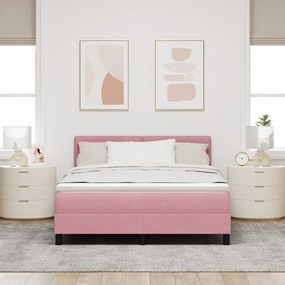 Boxspring Ágy Matraccal Rózsaszín 160x200 cm Bársony