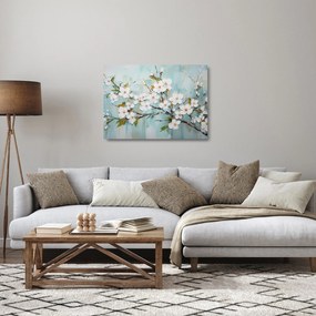 Üveg kép - Festés, virágzó faágak (70x50 cm)