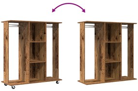 Ruhásszekrény Kerekekkel Régi Fa 102x38x110 cm Mérnöki Fa