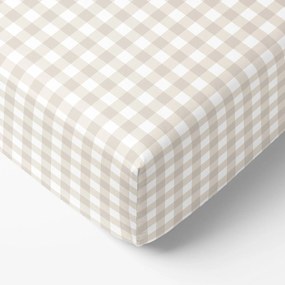 Goldea pamut körgumis lepedő - latté kockás 140 x 200 cm