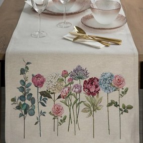 Gobelin asztali futó nyári virágok motívumával Natúr 50x110 cm