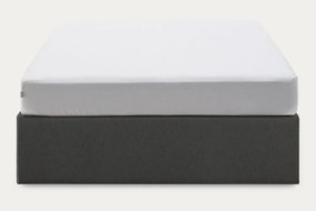 Fekete kárpitozott ágyneműtartós-ágytámla nélkül franciaágy 140x190 cm Matters – Kave Home