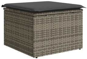 7 darabos kertiszófa szett párnákkal szürke poli rattan akáccal, 2 személyes kertiszófa tárolóval és párnákkal szürke poli rattan