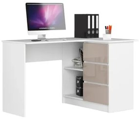 B16 Számítógép asztal (fehér/fényes cappuccino, jobb oldali kivitel)
