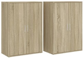 2 db sonoma tölgy színű szerelt fa tálalóasztal 60 x 31 x 84 cm