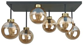 Felületre szerelhető csillár  DEA 6xE14/60W/230V fekete/arany/füstös bézs