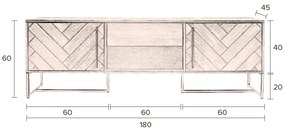TV-állvány tölgyfa dekorral 180x60 cm Class - Dutchbone