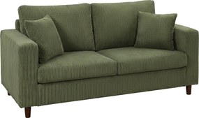HOMCOM 2-Seater Ribbed Velvet Sofa — Wide Deep Seat, Thick Pocket-Spring Cushioning, Wide Armrests, 2 Cushions, Rubberwood Legs, 170 x 80 x 82 cm, Gre