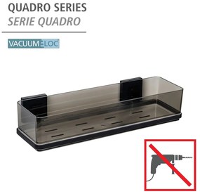 Fekete öntapadós műanyag fürdőszobai polc Quadro – Wenko