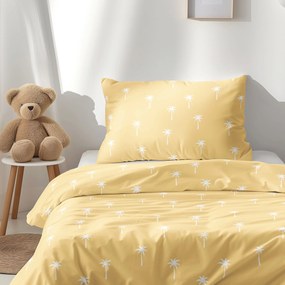 Goldea gyermek pamut ágyneműhuzat - pálmák sárga alapon 140 x 200 és 70 x 90 cm