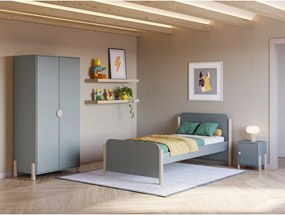 Szürkészöld borovi fenyő gyerekágy ágyráccsal 90x190 cm Enola – Marckeric