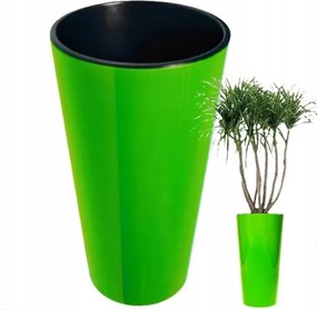 Virágtartó Műanyag+betét 19x36cm Kerek Zöld Világos Fényes