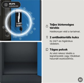 Zárható kartotékszekrény iratokhoz, antracit-kék, 450x1850x400 mm: ALEX
