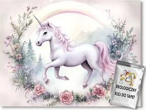 Fotótapéta Flizelina Mese Unikornis Szivårvåny Virågok Rózsåk 100x75 ragasztó