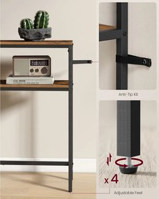 Előszobai konzolasztal, 2 szintes, rusztikus barna és fekete színben