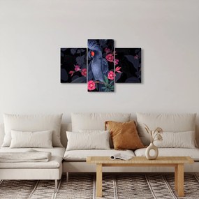 Kép - papagáj a virágok között (90x60 cm)