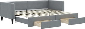 vidaXL világosszürke kihúzható szövet heverő fiókokkal 80 x 200 cm