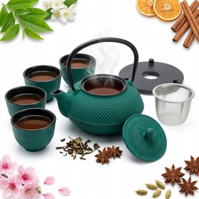 Öntöttvas Vízforraló 1,5L Teafőző 5 Ele 4 Csésze Ajándék Szett