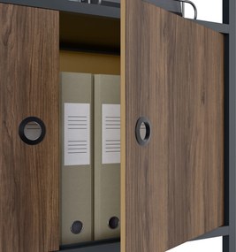Iratrendező polc zárható szekrénnyel, irodai, nyitott polcok, fém antracit/dió, 800x2200x400 mm: ARIEL Eco Design
