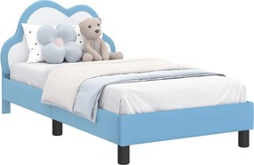 vidaXL Ágykeret fejtámlával Kék 80 x 160 cm PU