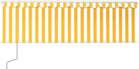 Sárga-fehér redőnyös, LED-es, szélérzékelős napellenző 4x3 m