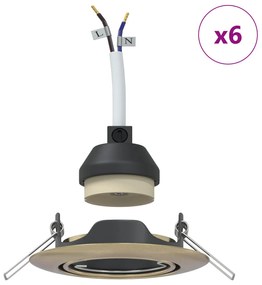 Recesszált Spotlámpák 6 db Kerek GU10 Sárgaréz Ø90 mm Acél