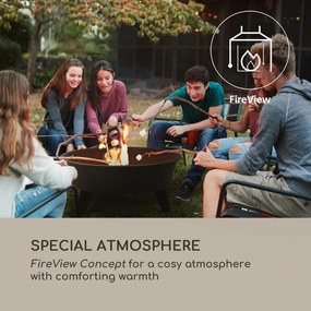 Blumfeldt Nolana, 2 az 1-ben, tűzrakóhely és grill, Ø73cm szikrafogó, Ø64 cm grill, acél, fekete