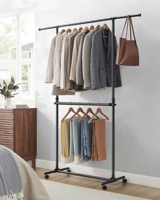 JASON dupla ruhatartó állvány, 101-165x49x113-180cm, fekete SongmicsHome