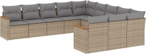 vidaXL 11 részes bézs polyrattan kerti ülőgarnitúra párnákkal