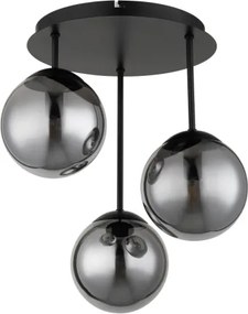 Globo 47441-3S Mennyezeti lámpa, fém matt fekete, füstszínű üveggolyók, ø: 340mm, M: 400mm, 3x E14 LED 25W 230V izzók nélkül