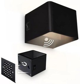 Briloner 3879015 - BORRA LED újratölthető fali lámpa érzékelővel, 1,5W/5V, 3600 mAh, fekete