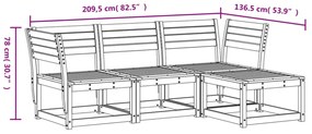 4 részes viaszbarna tömör fenyőfa kerti pihenőgarnitúra
