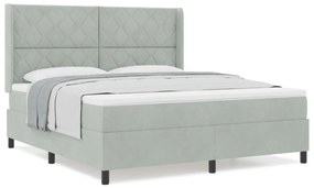 Box Spring Ágy Matracokkal Világosszürke 180x200 cm Bársony