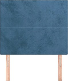 sötétkék bársony fejtámla 80x5x118/128 cm