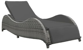 antracitszürke polyrattan napozóágy párnával