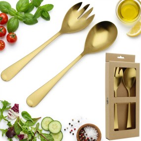 Kanál Hosszú Evőeszköz Saláta Villa Kanál Szett 2DB Arany