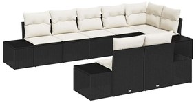Kerti Kanapé Szett 8 pcs Fekete és krémszínű 319 x 154 x 85 cm
