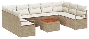 vidaXL Kerti Kanapé Szett párnával 10 pcs Bézs polirattan